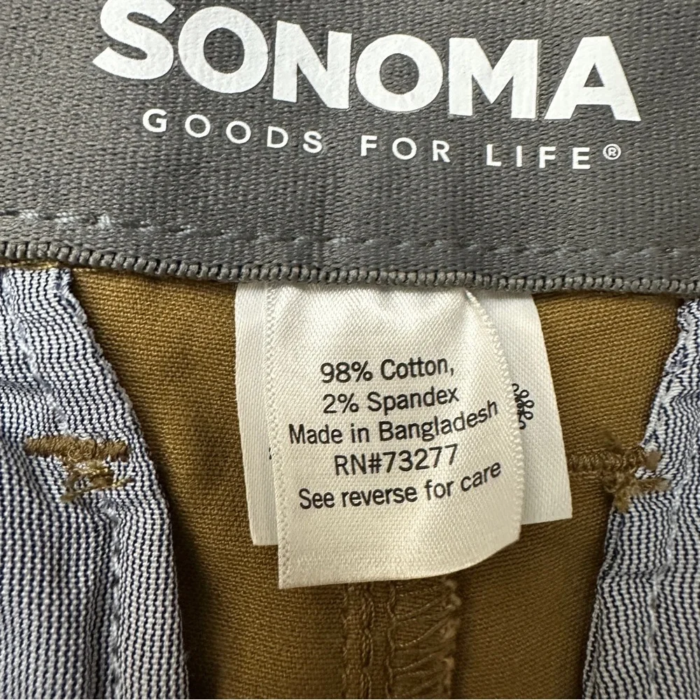 Sonoma Flexwear Cotton Flat Front Shorts Size 29 Willow Oak Brown